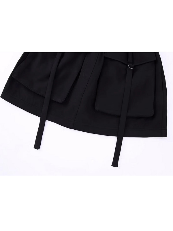 TRAF Crne mini suknje Ženska kargo suknja visokog struka 2022. Modna ženska suknja jesen zima Ulična odjeća Kratke suknje za žene