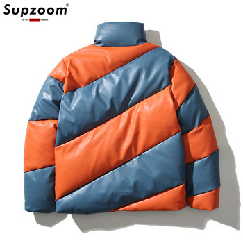 Supzoom New Arrival Top Fashion Spiral Color Matching Имитация на кожа Топъл дизайн Bread Patchwork Зимно ежедневно яке Мъжки