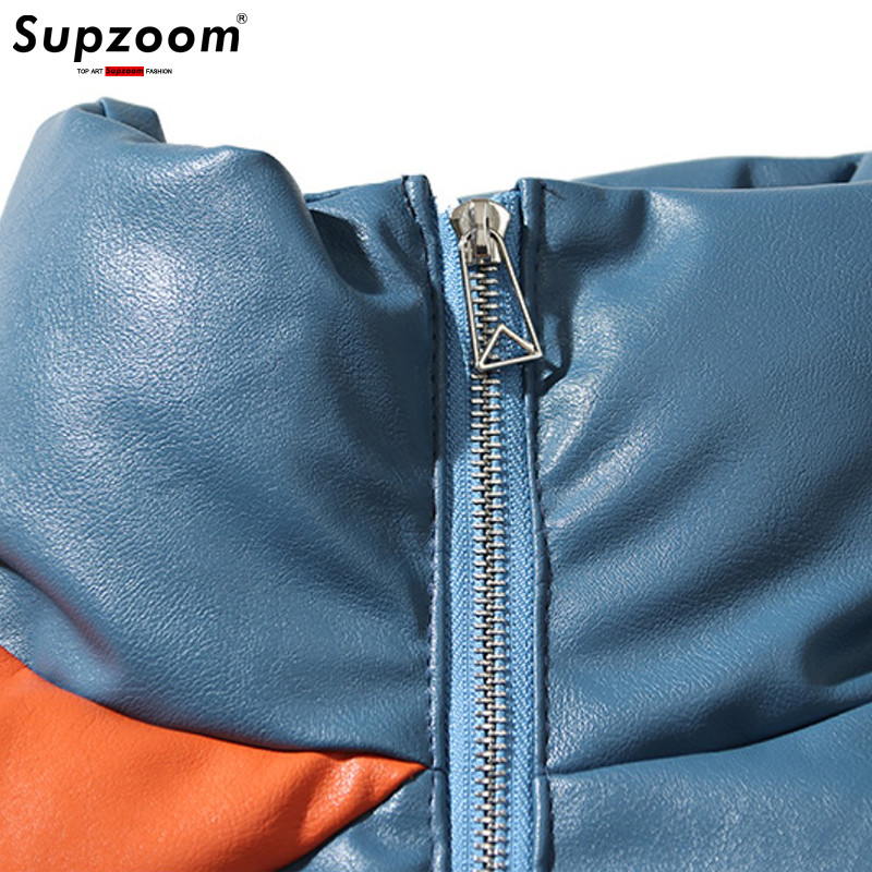 Supzoom New Arrival madinga spiralinė spalvų derinimas Oda imitacija Šiltas dizainas Duona Patchwork Žiemos laisvalaikio striukė vyrams