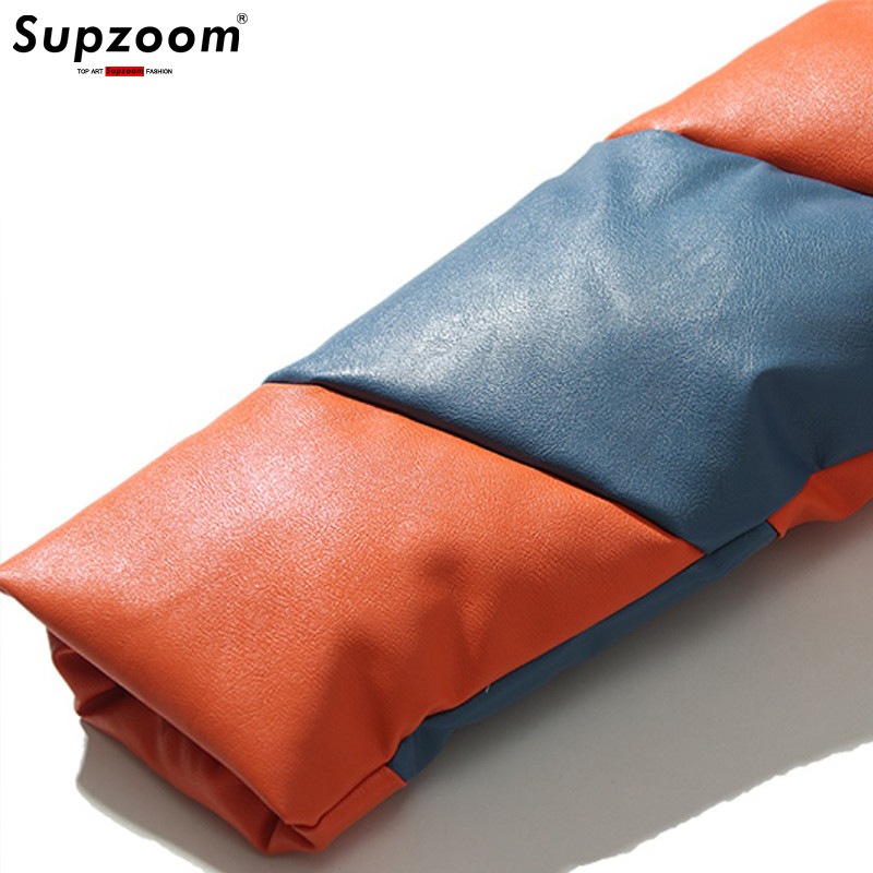 Supzoom New Arrival madinga spiralinė spalvų derinimas Oda imitacija Šiltas dizainas Duona Patchwork Žiemos laisvalaikio striukė vyrams