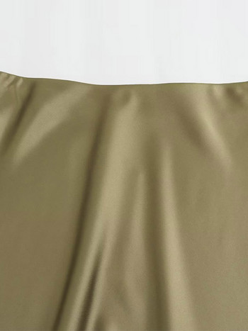 Елегантна плътна сатенена дълга пола Дамски шик Y2K поли с висока талия на ханша Женска модна копринена текстура Дамска тясна миди пола