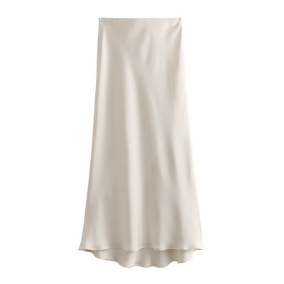 Fusta lungă din satin solid elegant pentru femei șic Y2K cu talie înaltă fuste pentru șold pentru femei, cu textura de mătase, pentru femei, fustă midi strânsă