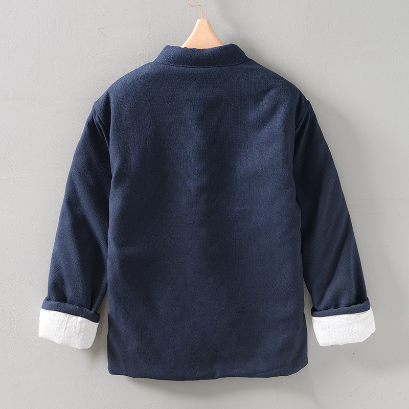 Πόρπη χειμερινού κινέζικου στιλ Λινό Βαμβακερή επένδυση Ανδρικό παλτό Ρούχα Harajuku Stand γιακά Πόρπη Ζεστό ανδρικό μπουφάν