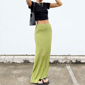 HOUZHOU Vintage Y2K Rovná dlhá sukňa pre ženy Móda Leto 2023 Sexy Slim Elastický pás Plážová maxi sukňa Streetwear 90. rokov