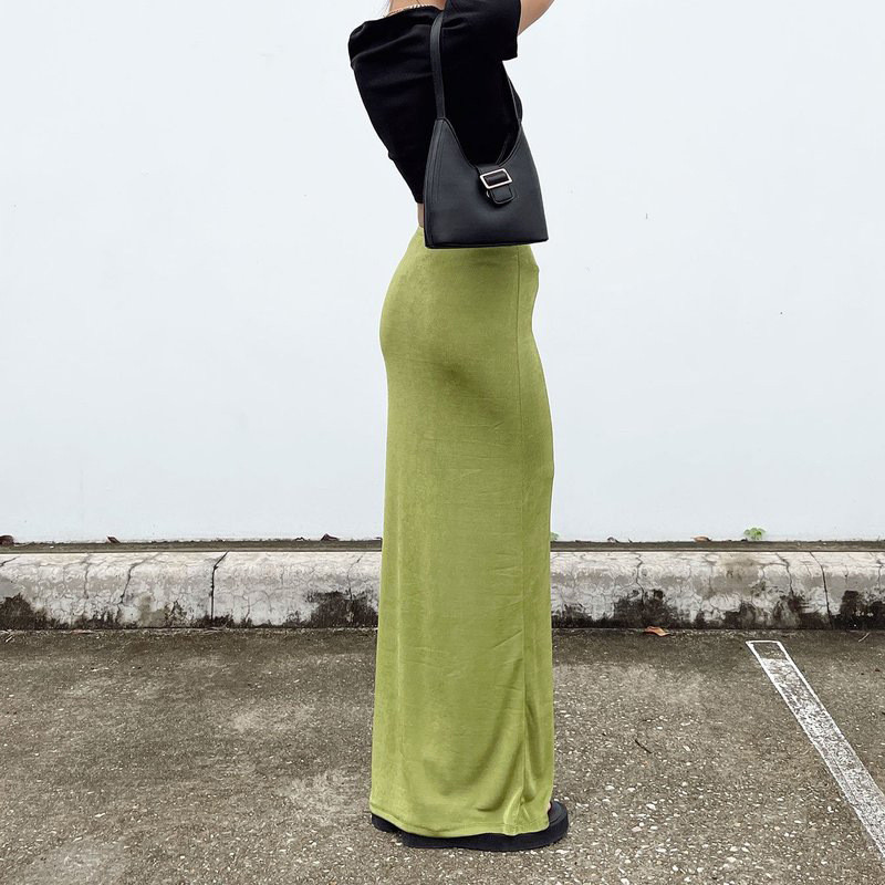 HOUZHOU Vintage Y2K Rovná dlhá sukňa pre ženy Móda Leto 2023 Sexy Slim Elastický pás Plážová maxi sukňa Streetwear 90. rokov
