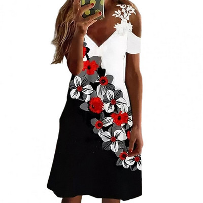 Rochie maxi femei cu imprimeu floral din dantelă de vară rochie midi în formă de A, subțire, pentru banchet, rochie lungă, subțire, la modă