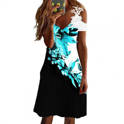 Rochie maxi femei cu imprimeu floral din dantelă de vară rochie midi în formă de A, subțire, pentru banchet, rochie lungă, subțire, la modă