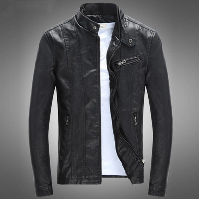 Pánska PU bunda, módna motocyklová motorkárska bunda z umelej kože, pánske jarné a jesenné oblečenie, pánske klasické zamatové kabáty