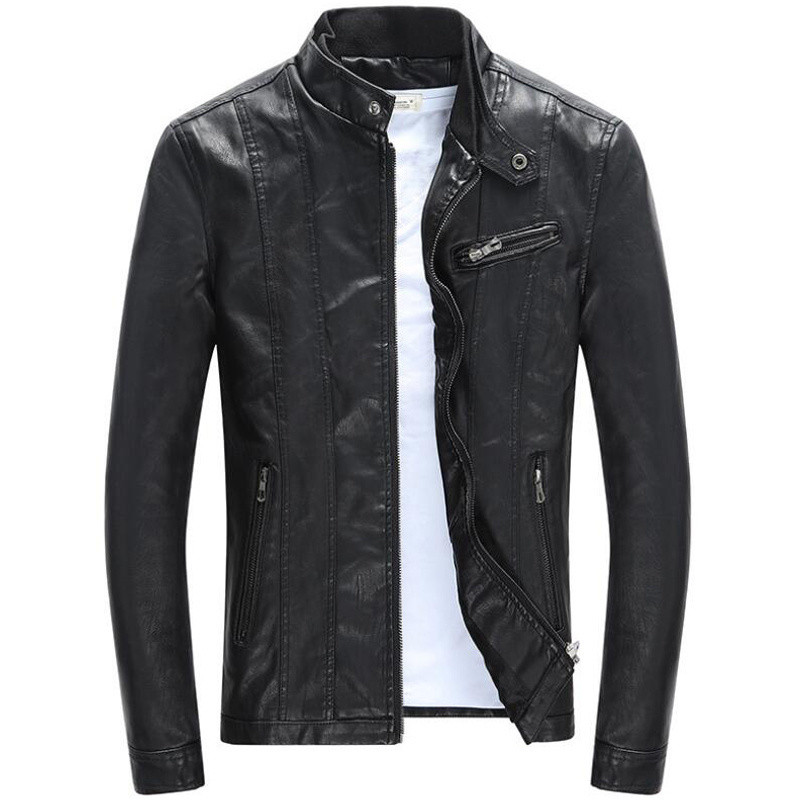 Pánska PU bunda, módna motocyklová motorkárska bunda z umelej kože, pánske jarné a jesenné oblečenie, pánske klasické zamatové kabáty
