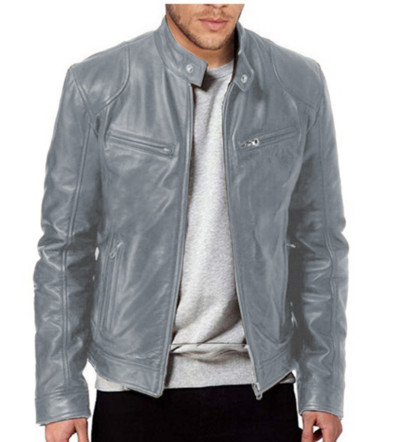 Ανοιξιάτικο και Φθινόπωρο Μόδα Δερμάτινο Μπουφάν Slim Fit Mock Collar PU Δερμάτινο μπουφάν Δερμάτινο μπουφάν μοτοσικλέτας Ανδρικά ρούχα δρόμου