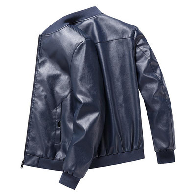 Άνοιξη Φθινόπωρο Ανδρικά Μοτοσικλέτα Casual Δερμάτινο Μπουφάν Ανδρικό Faux PU Μπουφάν Man Biker Vintage Μόδα Μπουφάν Ανδρικό Plus μέγεθος 8XL