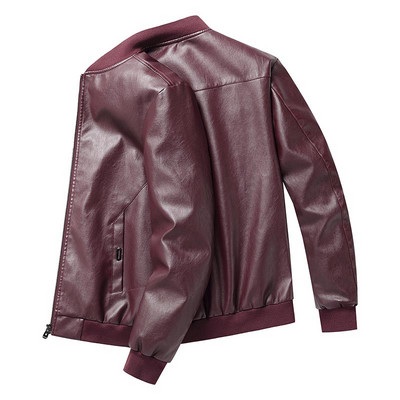 Άνοιξη Φθινόπωρο Ανδρικά Μοτοσικλέτα Casual Δερμάτινο Μπουφάν Ανδρικό Faux PU Μπουφάν Man Biker Vintage Μόδα Μπουφάν Ανδρικό Plus μέγεθος 8XL