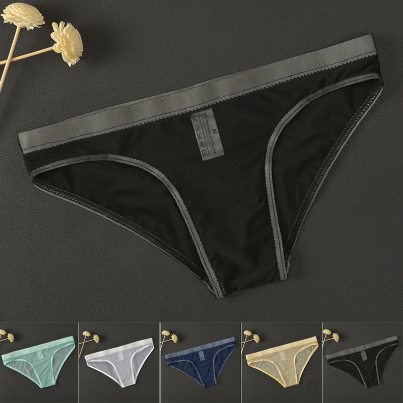 Meeste jääsiidist seksikas aluspesu Madala kõrgusega püksid, õmblusteta hingav võrkpüksid, läbipaistev pesu Madala vöökohaga pehme aluspesu