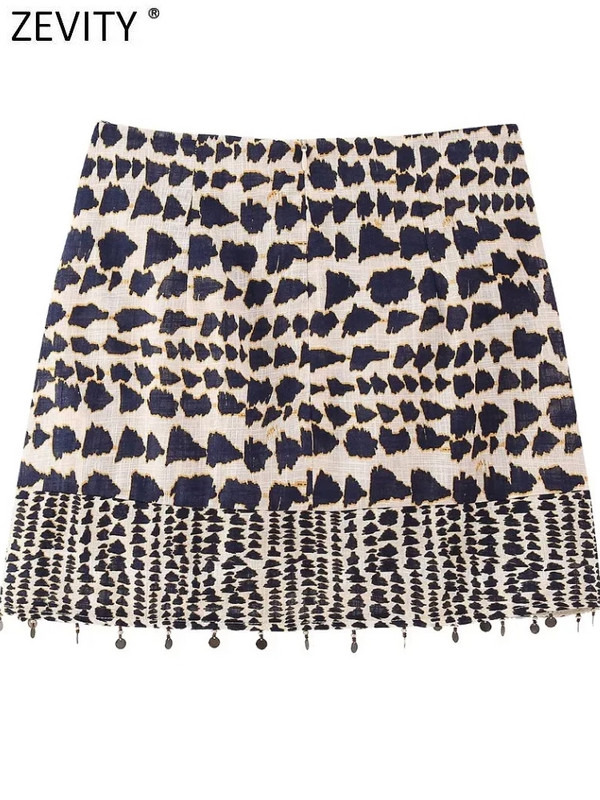 Dámske vintage geometrické vzorované mini sarongové sukne s uzlami, strapcami a zipsom, vestidos s korálkami a strapcami, vintage štýl, QUN4078