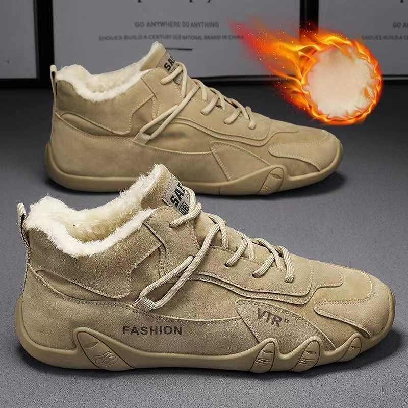 Retro gležnjače za muškarce Ravne ležerne plišane tople čizme za snijeg Tenisice Neklizajuće radne cipele Muške kratke čizme Jesen Zapatillas Hombre