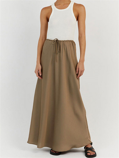 Tossy Summer For Women Maxi Slim Slim Loose Lace-Up Κομψά ρούχα για πάρτι Φούστα Μασίφ ψηλόμεση Casual μακριά φούστα Y2k