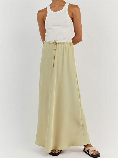 Tossy Summer For Women Maxi Slim Slim Loose Lace-Up Κομψά ρούχα για πάρτι Φούστα Μασίφ ψηλόμεση Casual μακριά φούστα Y2k