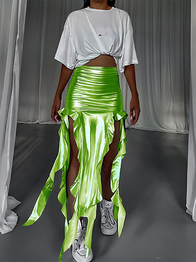 TARUXY Ψηλόμεση Bodycon Φούστα για Γυναικεία 2023 Casual Hollow Out Tassel Faldas Ajustadas Side Slit Party Maxi Skirts Woman