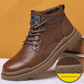 Batai Vyriški Prabangūs Lauko Vyriški Batai Odos Laisvalaikio motociklo Šilti žieminiai Batai Aukštos kokybės Kulkšnis Aukštos kokybės Vyras Žygiai