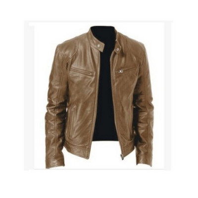 Jachetă din PU 2023 pentru bărbați, de modă, din piele, slim fit, guler, pentru bărbați, anti-vânt, rever, cu fermoar diagonal, haină pentru bărbați