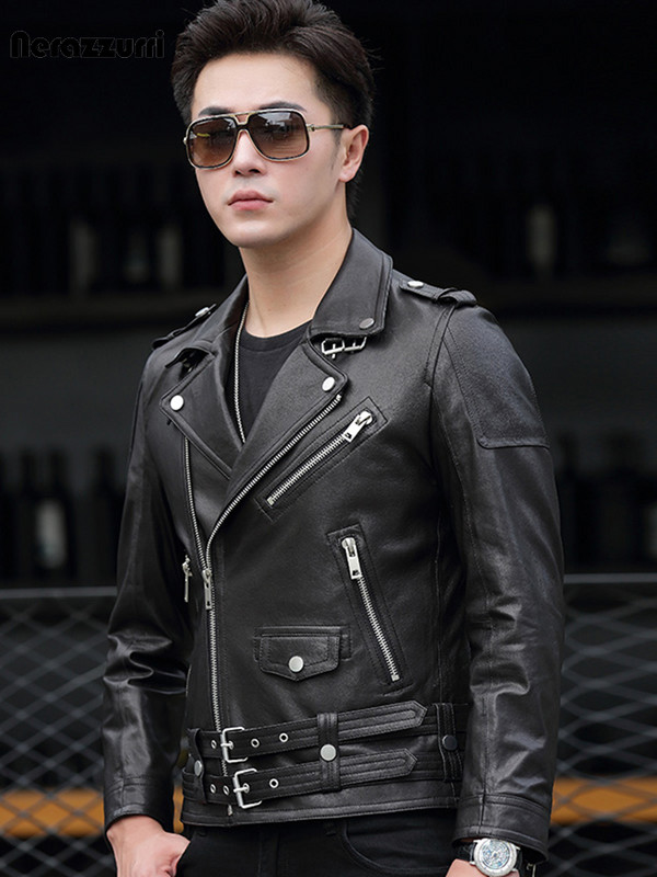 Vyriški užtrauktukas ilgomis rankovėmis plius dydžio prabangūs drabužiai 5xl Nerazzurri pavasario rudens kietas trumpas juodas pu odinis motociklininkas motociklininkas