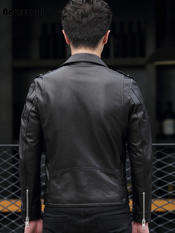 Vyriški užtrauktukas ilgomis rankovėmis plius dydžio prabangūs drabužiai 5xl Nerazzurri pavasario rudens kietas trumpas juodas pu odinis motociklininkas motociklininkas