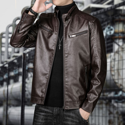 BROWON Nova muška kožna jakna 2023. Modni kožni kaput sa samostojećim ovratnikom za proljeće i jesen 2023. Muška ležerna odjeća za motocikle Odjeća