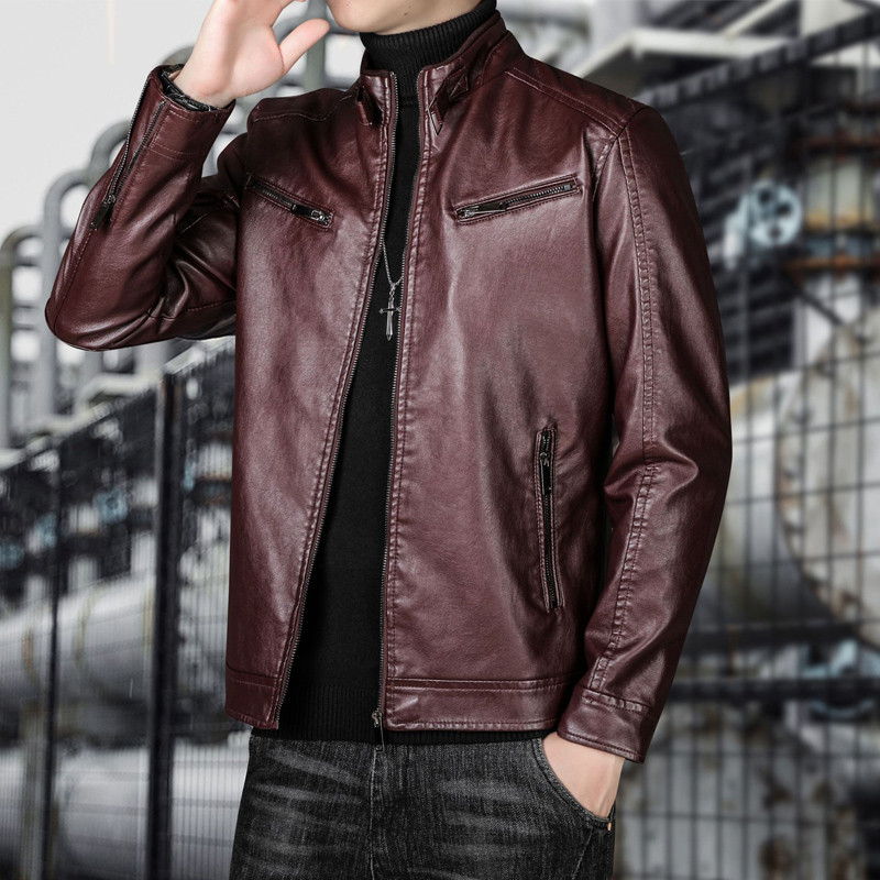 BROWON Nova muška kožna jakna 2023. Modni kožni kaput sa samostojećim ovratnikom za proljeće i jesen 2023. Muška ležerna odjeća za motocikle Odjeća