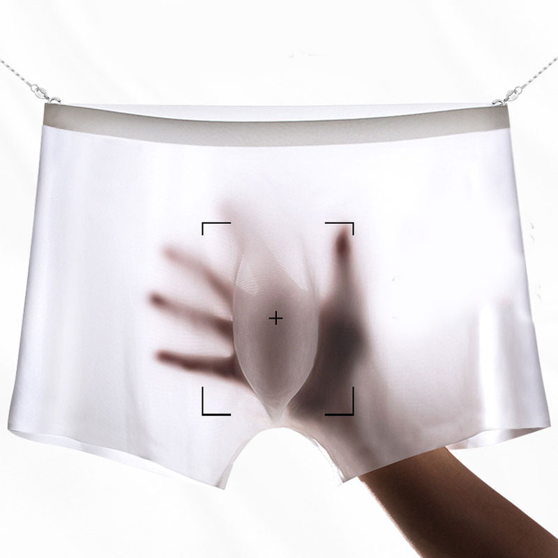 Chiloți pentru bărbați din mătase de gheață, fără sudură, lenjerie de corp pentru bărbați Chiloți moi ultrasubțiri Chiloți boxer confortabili Chiloți de culoare uni Slip elastic