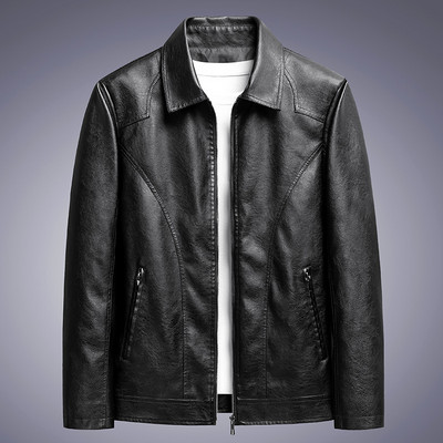 Muška kožna jakna marke BROWON 2023. Muške jakne s otvorenim ovratnikom za travanj i jesen Ležerna jednobojna gornja odjeća Muška odjeća
