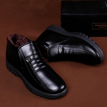 2023plus Size Зимни водоустойчиви мъжки ежедневни кожени обувки Фланелени високи топли зимни обувки за мъжки работни обувки