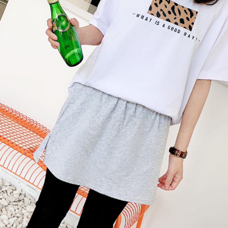 Fusta cu talie înaltă Stratificare reglabilă Top fals Set de măturare inferioară Fusta pe jumătate de lungime, cu despicare în versiunea A, Fuste casual pentru femei