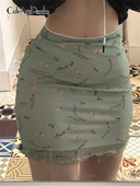 Imprimat floral, două straturi, fuste mini noi, Harajuku, fustă dreaptă retro coreeană, femei estetice, ținute de vară din anii 90 Cuteandpscho