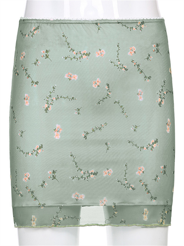 Imprimat floral, două straturi, fuste mini noi, Harajuku, fustă dreaptă retro coreeană, femei estetice, ținute de vară din anii 90 Cuteandpscho