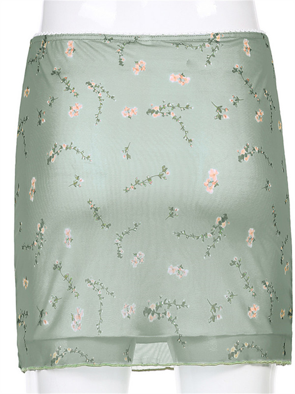Imprimat floral, două straturi, fuste mini noi, Harajuku, fustă dreaptă retro coreeană, femei estetice, ținute de vară din anii 90 Cuteandpscho