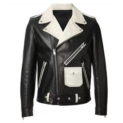 Sungtin Ολοκαίνουργιο ανδρικό δερμάτινο μπουφάν μοτοσυκλέτας PU για άντρες Casual συνονθύλευμα ψεύτικο δερμάτινο μπουφάν Μαύρο Λευκό Φαρδύ παλτό Streetwear