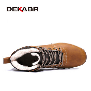 DEKABR Winter Warm ανδρικές μπότες Γνήσιο δέρμα Fur Plus Ανδρικές μπότες χιονιού Χειροποίητες αδιάβροχες μπότες εργασίας ψηλά ανδρικά παπούτσια
