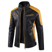 Ανδρικά Stand γιακά Moto Δερμάτινα μπουφάν Fleece Winter Jackets Slim Fit Δερμάτινα παλτό PU Υψηλής ποιότητας Ανδρική μόδα Casual μπουφάν 5