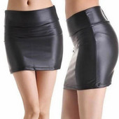 Κομψή μόδα πάρτι Γυναικεία φούστα Ψηλόμεση Split Faux Leather Bodycon Μίνι Pencil φούστα Σέξι γυναικεία streetwear