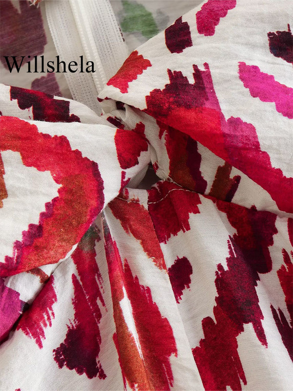 Willshela Ženska moda s otisnutim čvorovima, prednjim prorezom i stražnjim patentnim zatvaračem, starinske midi suknje visokog struka, ženska šik ženska suknja