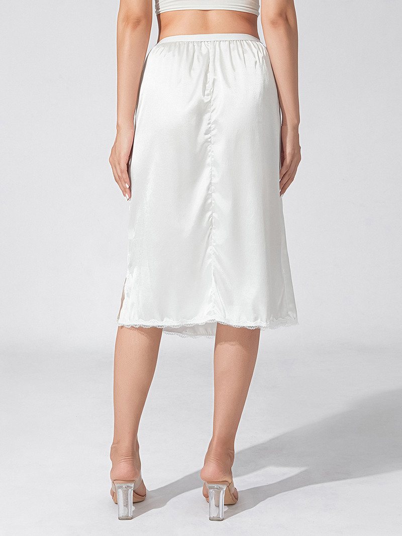 Moda pentru femei Fuste de culoare uni Cu talie elastică Fusta sub satin Fusta cu garnitură din dantelă pentru sub rochii Negru/Alb