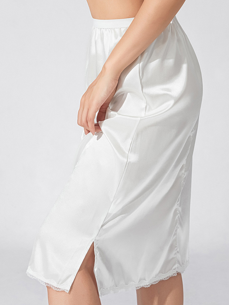 Moda pentru femei Fuste de culoare uni Cu talie elastică Fusta sub satin Fusta cu garnitură din dantelă pentru sub rochii Negru/Alb