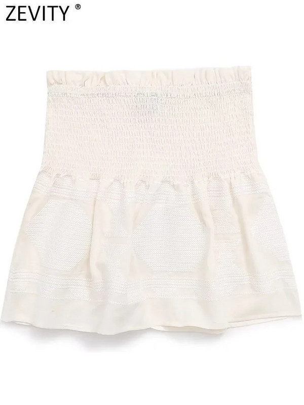 „Zevity“ naujos moteriškos mados elastinės aukšto juosmens klostės, raukiniai, siuvinėjimas, mini sijonas Faldas Mujer, moteriškas, elegantiškas kutas Vestidos QUN4008