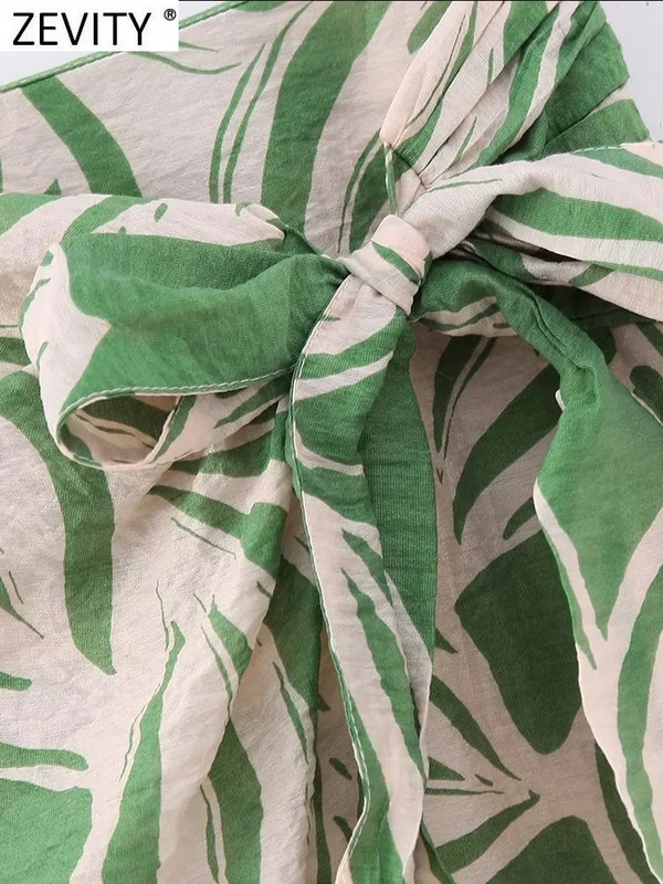 Zevity New Femei Vintage Imprimare Floral Lateral Papion Legat Split Sarong Fusta Midi Faldas Mujer Femei Chic Fermoar Fly Rochii QUN4064