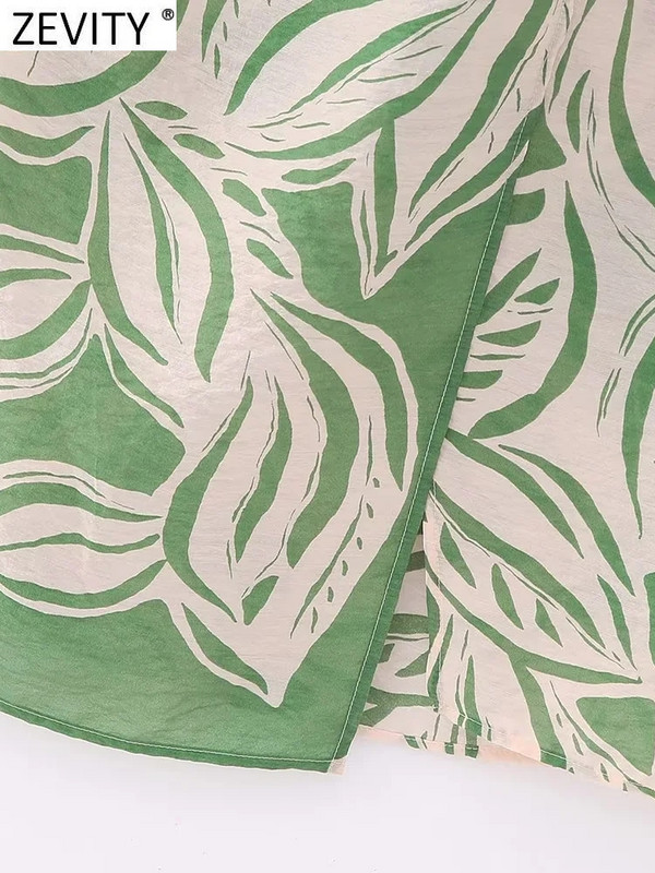 Zevity New Femei Vintage Imprimare Floral Lateral Papion Legat Split Sarong Fusta Midi Faldas Mujer Femei Chic Fermoar Fly Rochii QUN4064