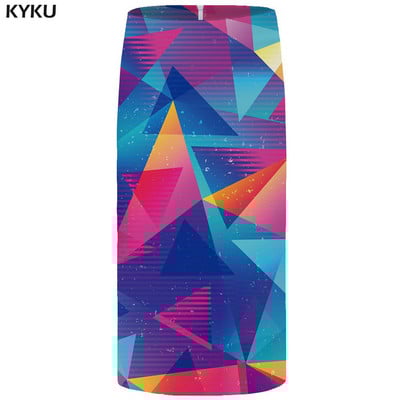 KYKU kvetinové sukne pre ženy, čierne farebné párty sukne, ležérne retro listové kvetinové 3D potlačené sukne, ceruzková vtipná dámska sukňa