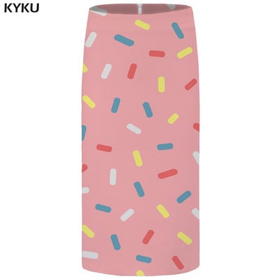 KYKU kvetinové sukne pre ženy, čierne farebné párty sukne, ležérne retro listové kvetinové 3D potlačené sukne, ceruzková vtipná dámska sukňa