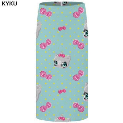 KYKU kvetinové sukne pre ženy, čierne farebné párty sukne, ležérne retro listové kvetinové 3D potlačené sukne, ceruzková vtipná dámska sukňa