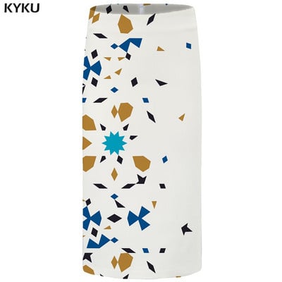 KYKU kvetinové sukne pre ženy, čierne farebné párty sukne, ležérne retro listové kvetinové 3D potlačené sukne, ceruzková vtipná dámska sukňa