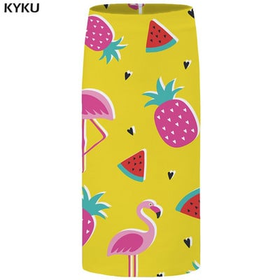 KYKU kvetinové sukne pre ženy, čierne farebné párty sukne, ležérne retro listové kvetinové 3D potlačené sukne, ceruzková vtipná dámska sukňa